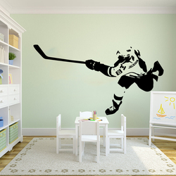 Autocollant mural de hockey sur glace avec nom personnalisé, décalcomanie en vinyle pour chambre de garçon et d'enfant, joueur de sport, rondelle de tir