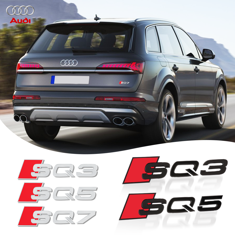 Autocollant de lettres de numéro de coffre de voiture noir adhésif 3D ABS, badge de plaque signalétique d'emblème de logo, accessoires pour Audi SQ3, SQ5, SQ7, RSQ3, RSQ7 n° 1