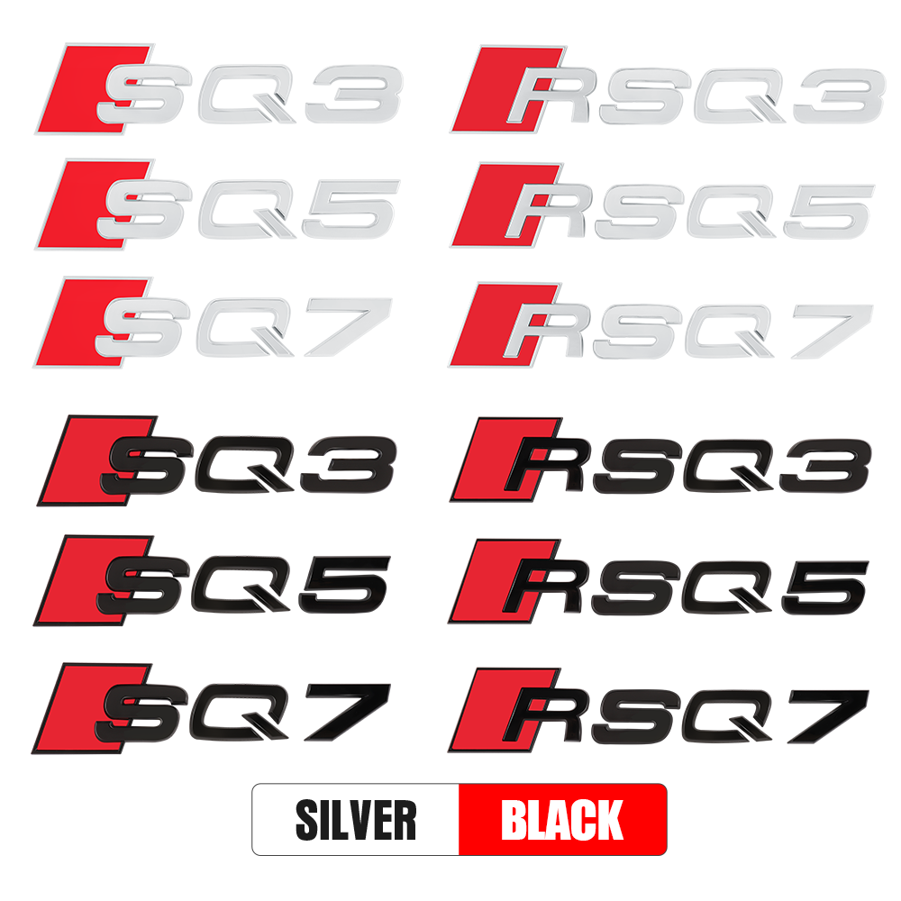 Autocollant de lettres de numéro de coffre de voiture noir adhésif 3D ABS, badge de plaque signalétique d'emblème de logo, accessoires pour Audi SQ3, SQ5, SQ7, RSQ3, RSQ7 n° 2