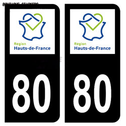 Autocollant de plaque d'immatriculation boutique 02 Aine 59 Nord 62 Pas de Calais 80 Somme Noir C Black & F, européen, PVC étanche small picture n° 2