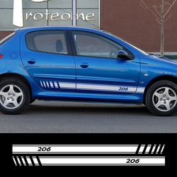 2 autocollants de ligne latérale de voiture pour Peugeot 206, accessoires de réglage, décalcomanies de Film en vinyle, autocollants de sport automobile, accessoires d'emballage graphique