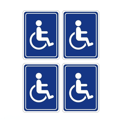 Autocollants en vinyle pour fauteuil roulant handicapé, 7.6x10cm, panneau d'accès pour handicapés, utilisation extérieure et intérieure, décalcomanies, protection UV, étanche, 4 attro