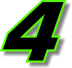 Autocollant de voiture graphique en vinyle, numéro de course noir avec bordure verte, autocollant de numéro de moto, 5cm * 5cm