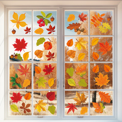 Autocollants de fenêtre d'automne pour verre, décorations de bureau à domicile, Thanksgiving, automne