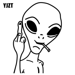 YJZT-Autocollant de voiture drôle de personnalité extraterrestre OVNI, décalcomanie en vinyle, décor de fenêtres de voiture, noir, argent, 10A-0282, 10,3x15cm