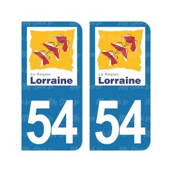 Autocollant plaque immatriculation département 54 de la Meurthe-et-Moselle ancienne région de la Lorraine pour voiture en fond bleu ou noir