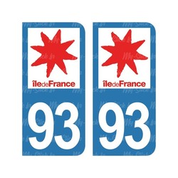 autocollant stickers plaque immatriculation département 93 voiture France